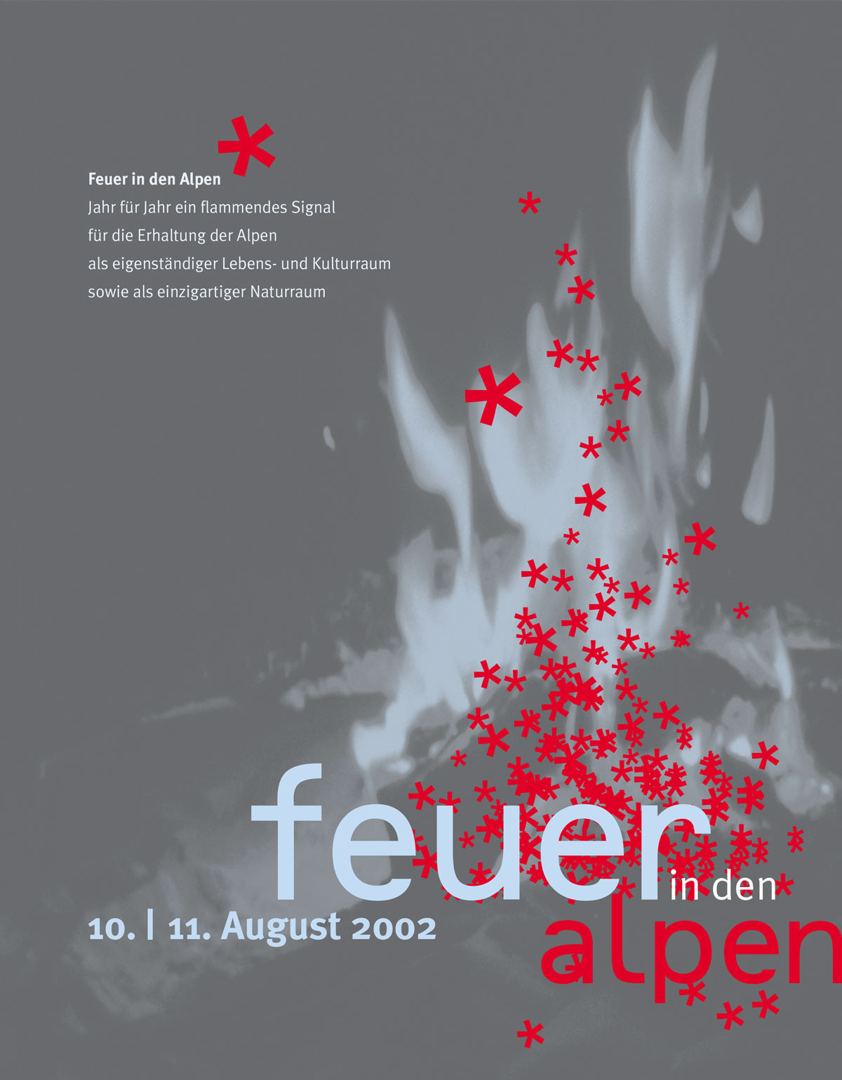 Plakat Feuer in den Alpen 2002